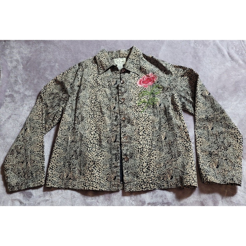Vintage Tantrums Women's Shacket Size M Wearable Embroidered Long Slv Shirt